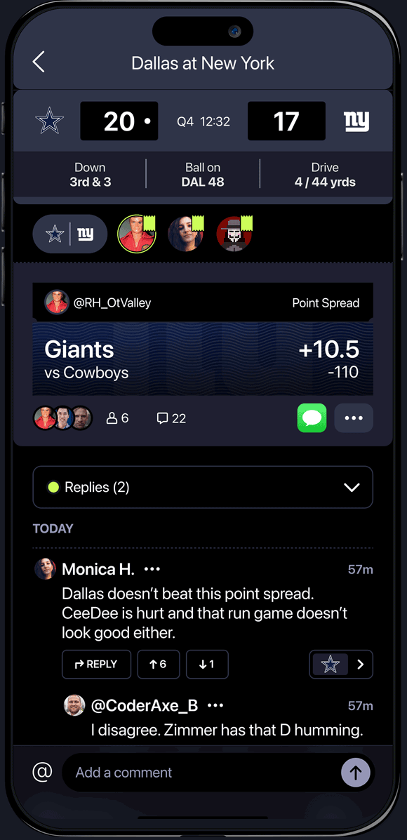 SlipChat app while watching the game